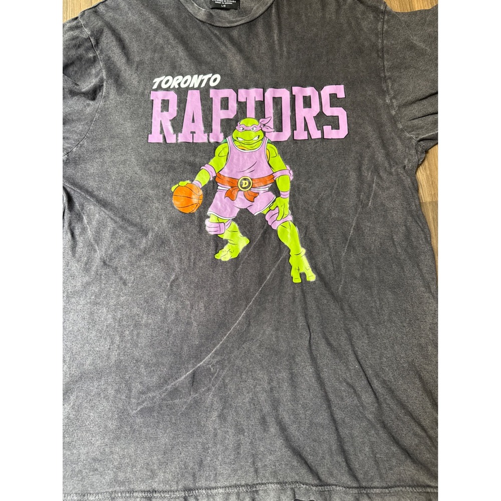 Peace Collective Toronto Raptors x TMNT Donatello Ninja Turtle Black Tee Size L - Picture 7 of 7